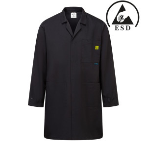 Халат AS10BKR антистатический ESD Portwest, плотн. 210г/м², цвет черный