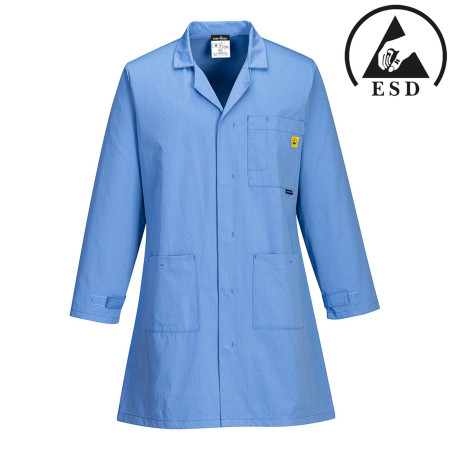 Халат AS10HBR антистатический ESD Portwest, плотн. 210г/м², цвет голубой