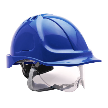 Каска PW55RBR Portwest АБС-пластик, с вентиляцией, храповик, с экраном, синяя