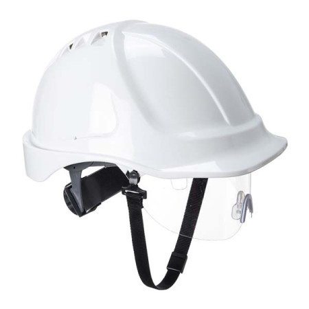 Каска PW55WHR Portwest АБС-пластик, с вентиляцией, храповик, с экраном, белая