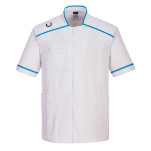 Туника C821 Portwest мужская, медицинская, белая/аква