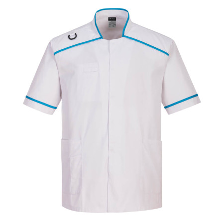 Туника C821 Portwest мужская, медицинская, белая/аква