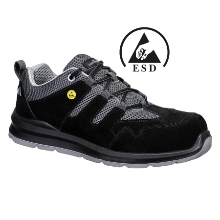 Кроссовки FE07BGY S1 ESD SR FO Portwest, композитный подносок, антистатические, черный/серый
