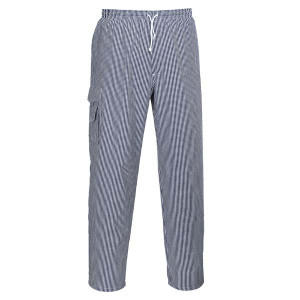 Брюки повара C078CHR Portwest 100% хлопок, 190г, цвет темно-синий/клеточка