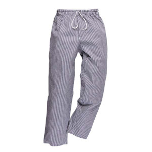 Брюки повара C079CKR Portwest 100% хлопок, 190г, цвет черный/клеточка